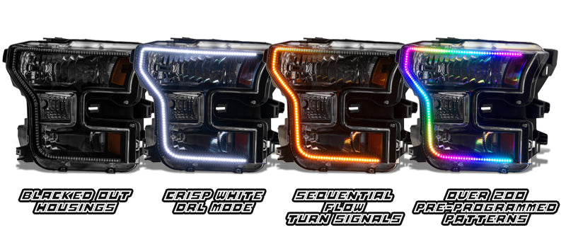 Oracle 15-17 Ford F-150 Dynamic RGB+A Pre-Assembled Headlights Halogen Blk Edition SEE WARRANTY 8201-332