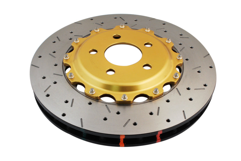 DBA 05-10 Ford Mustang GT / 11-13 V6 Front Drilled & Slotted 5000 Series 2 Piece Rotor w/ Gold Hat 52113GLDXS