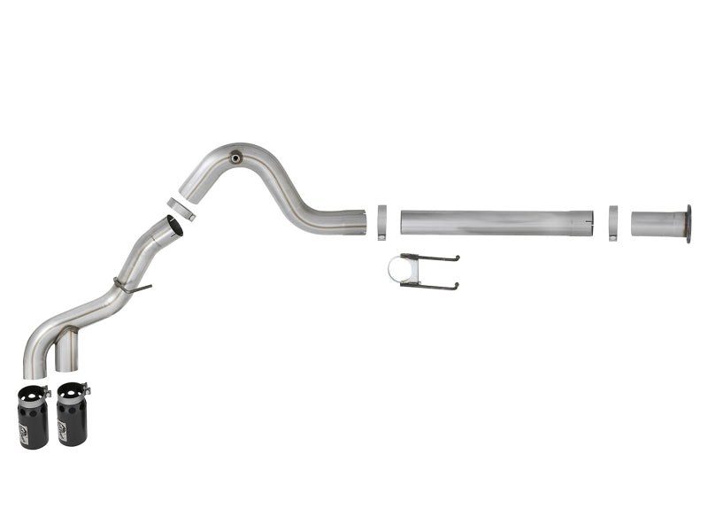 aFe Power 15-16 Ford F250/F350 6.7L Diesel Rebel XD 4in 409 SS DPF-Back Exhaust System Black Tips 49-43121-B