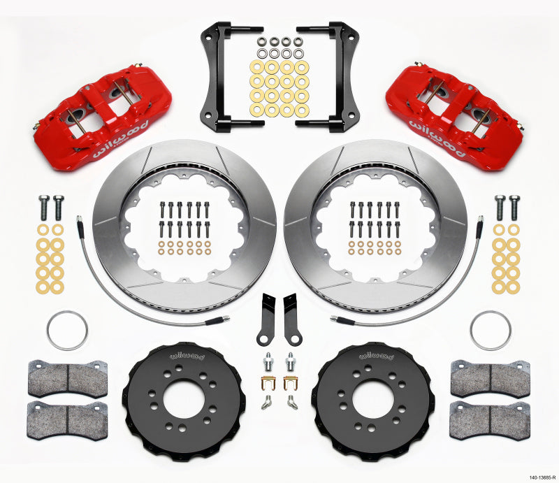 Wilwood AERO6 Front Hat Kit 14.00 Red 2005-2014 Mustang w/ BMR Suspn. w/Lines 140-13685-R