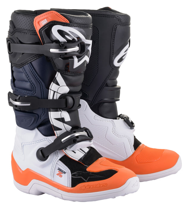 Alpinestars Youth Tech 7S Motocross Boot, Black/White/Orange, 5