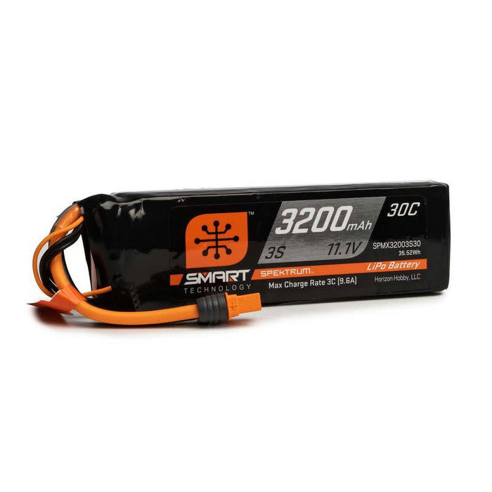 Spektrum SMART 3200mAh 3S 11.1V Smart LiPo 30C IC3 SPMX32003S30 Airplane Batteries