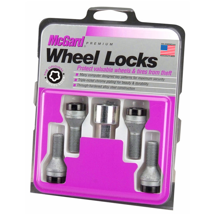 McGard Wheel Lock Bolt Set 4pk. (Cone Seat) M12X1.5 / 17mm Hex / 25.5mm Shank Length Black 27178