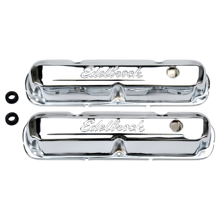 Edelbrock Valve Cover Signature Series Chrysler 1965-1991 318-340-360 CI V8 Chrome 4495