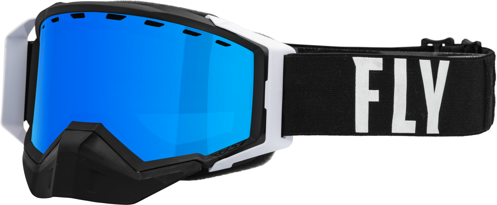 Fly Racing 2023 Zone Pro Snow Goggle (Black/White W/Blue Mirror/Polarized Smoke Lens, Adult)