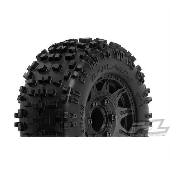 Proline Racing PRO117310 2.8 in. Badlands All Terrain Tires Mounted on Raid&#44; Black