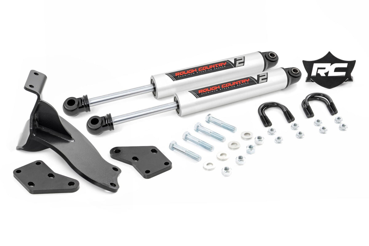 Rough Country V2 Steering Stabilizer Dual 2.5-8 Inch Lift Fits RAM 2500 (14-23)/3500 (13-23) 8749470
