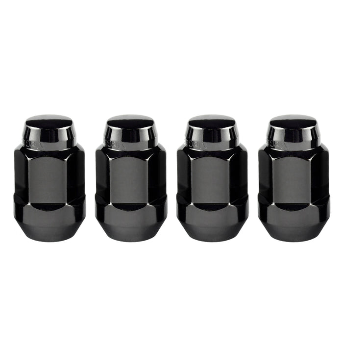 McGard Hex Lug Nut (Cone Seat Bulge Style) M12X1.5 / 3/4 Hex / 1.45in. Length (4-Pack) Black 64015