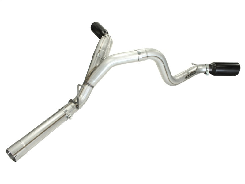 aFe MachForce XP Exhaust 4inch DP-Back All SS 2011-14 GM Diesel Trucks V8-6.6L LML Black Tips 49-44043-B