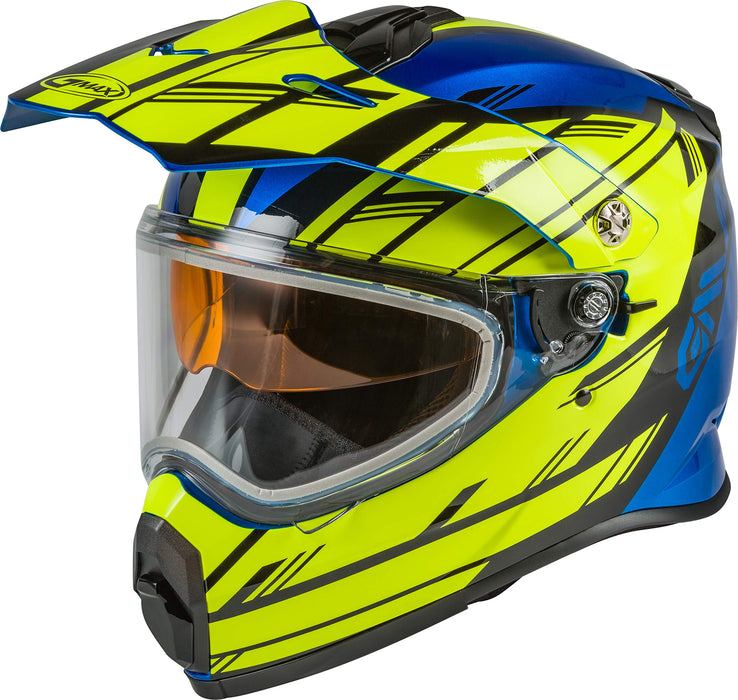 GMAX AT-21S Adventure Dual Lens Shield Snow Helmet (Blue/Hi-Vis/Black, X-Large)