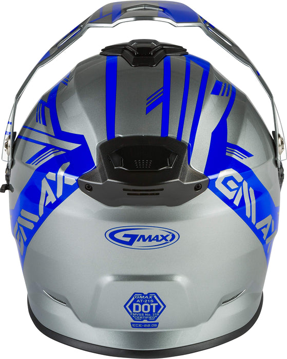 GMAX AT-21S Adventure Dual Lens Shield Snow Helmet (Silver/Blue, Large)