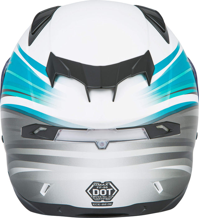 FF-98 Full-FACE Osmosis, Full-Face Motorcycle Helmet, DOT- and ECE- Approved for Street Riding and More (Matte White/Teal/Grey, Small