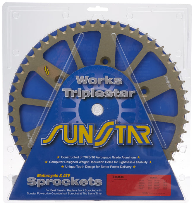 Sunstar 5-355955 Works Triplestar 55-Teeth 520 Chain Size Rear Aluminum Sprocket