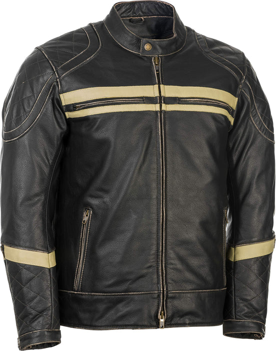 Highway 21 Men's Motorcycle Motordrome Jacket (Antique Black, X-Large)