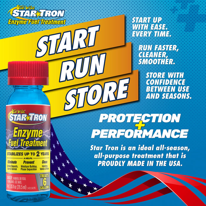 STAR BRITE Star Tron Enzyme Fuel Treatment SEF Gasoline Formula - 1 oz. Treats 6 Gallons - 1 OZ Twin Pack (14301)