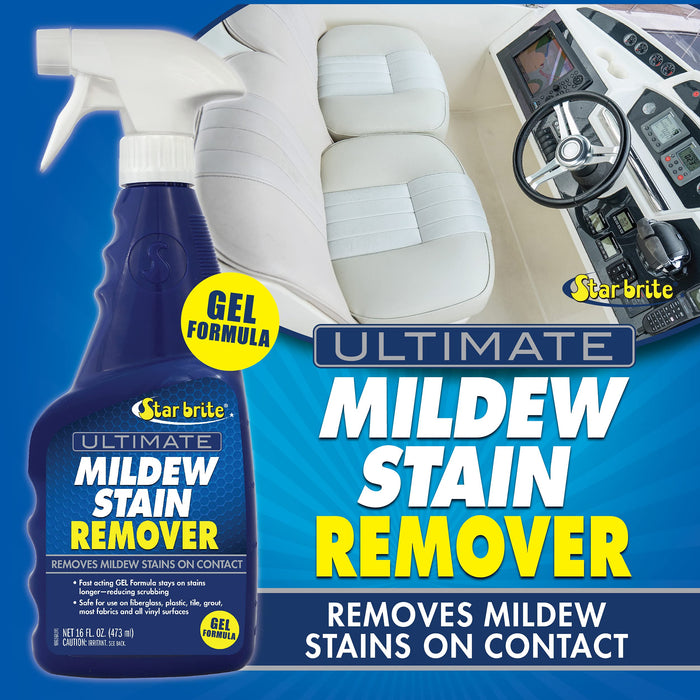 STAR BRITE Ultimate Mildew Stain Remover - Fast Acting Gel Spray Formula Stays On Stains Longer To Reduce Scrubbing 16 OZ (098616)