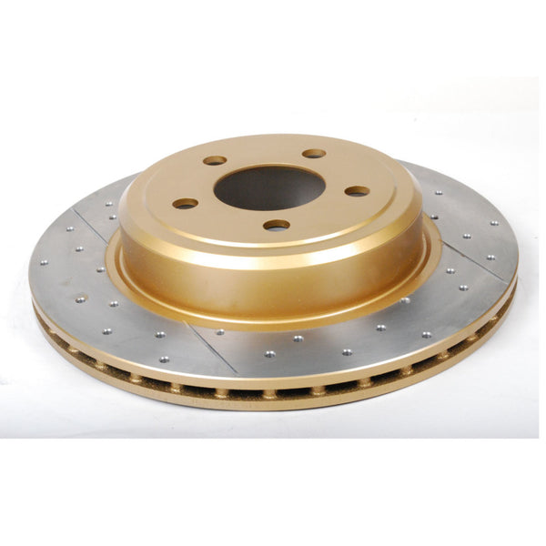 DBA 05-09 Chrysler 300 C Rear Gold Cross Drilled & Slotted KP Street Series Rotor 2439X