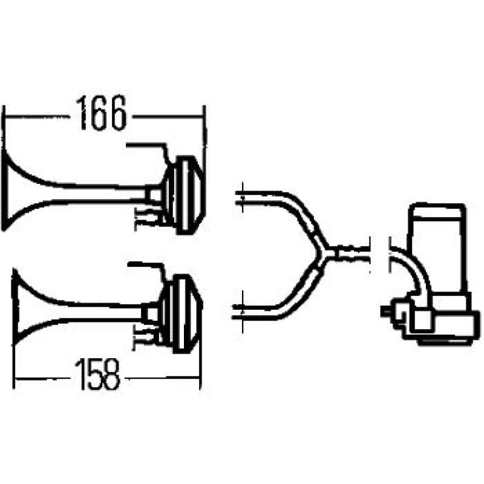 Hella Twin Trumpet Horn Kit 12V 240W 795-800Hz 118dB 3001651