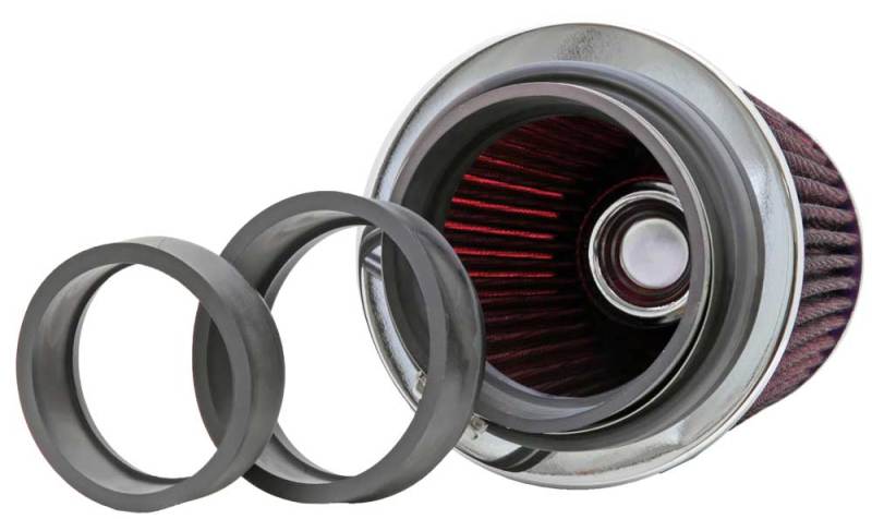 K&N Universal Air Filter Chrome Round Tapered Red 4in Flange ID x 1.125in Flange Length x 5.5in H RG-1001RD