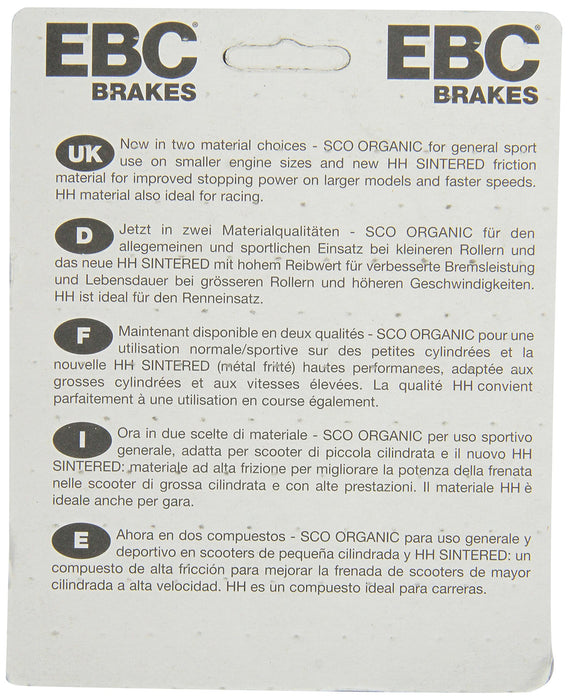 EBC Brakes SFA142HH Sintered Scooter Brake Pad, black