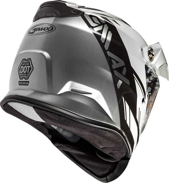 Gmax AT-21S Adventure Epic Adult Snowmobile Helmet - Silver/White/Black/X-Small