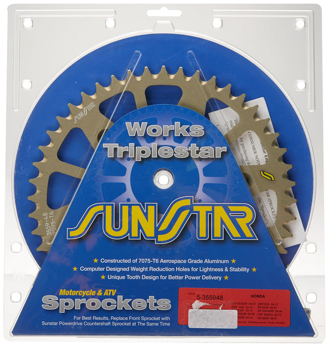 Sunstar 5-355948 Works Triplestar 48-Teeth 520 Chain Size Rear Aluminum Sprocket