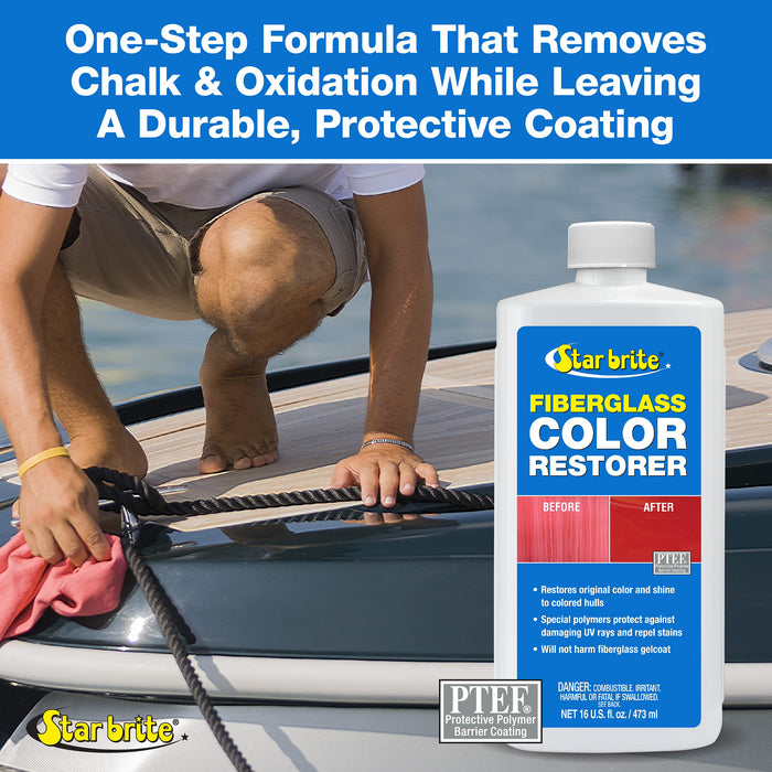 STAR BRITE Fiberglass Color Restorer - Specially Formulated for Colored Boat Hulls - Renew, Shine & Protect -16 OZ (081816PW)