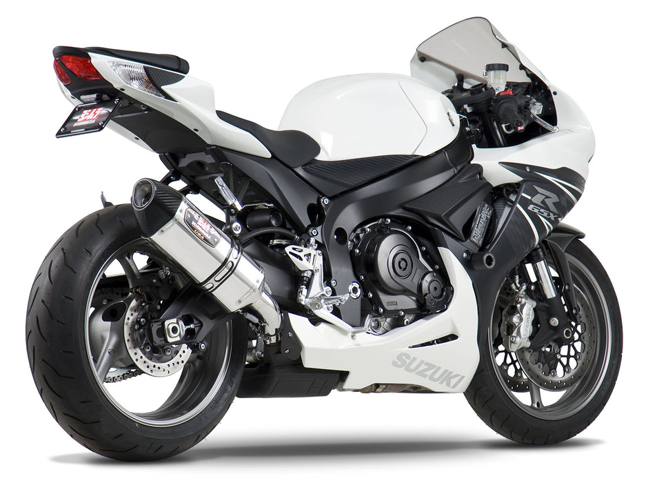 Yoshimura R-77 Slip-On Exhaust (Street/Stainless Steel with Carbon Fiber End Cap) Compatible with 11-18 Suzuki GSXR600