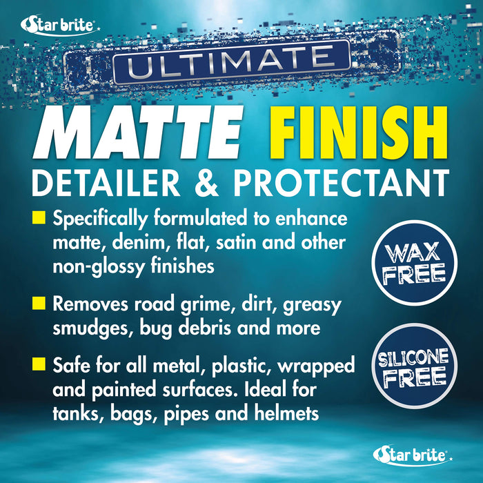 STAR BRITE Ultimate Matte Finish Detailer & Protectant Spray - Superior Cleaning & UV Protection for All Matte Surfaces - 22 Ounce (098122)