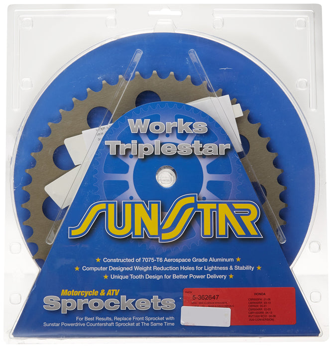 Sunstar 5-362647 Works Triplestar 47-Teeth 520 Chain Size Rear Aluminum Sprocket