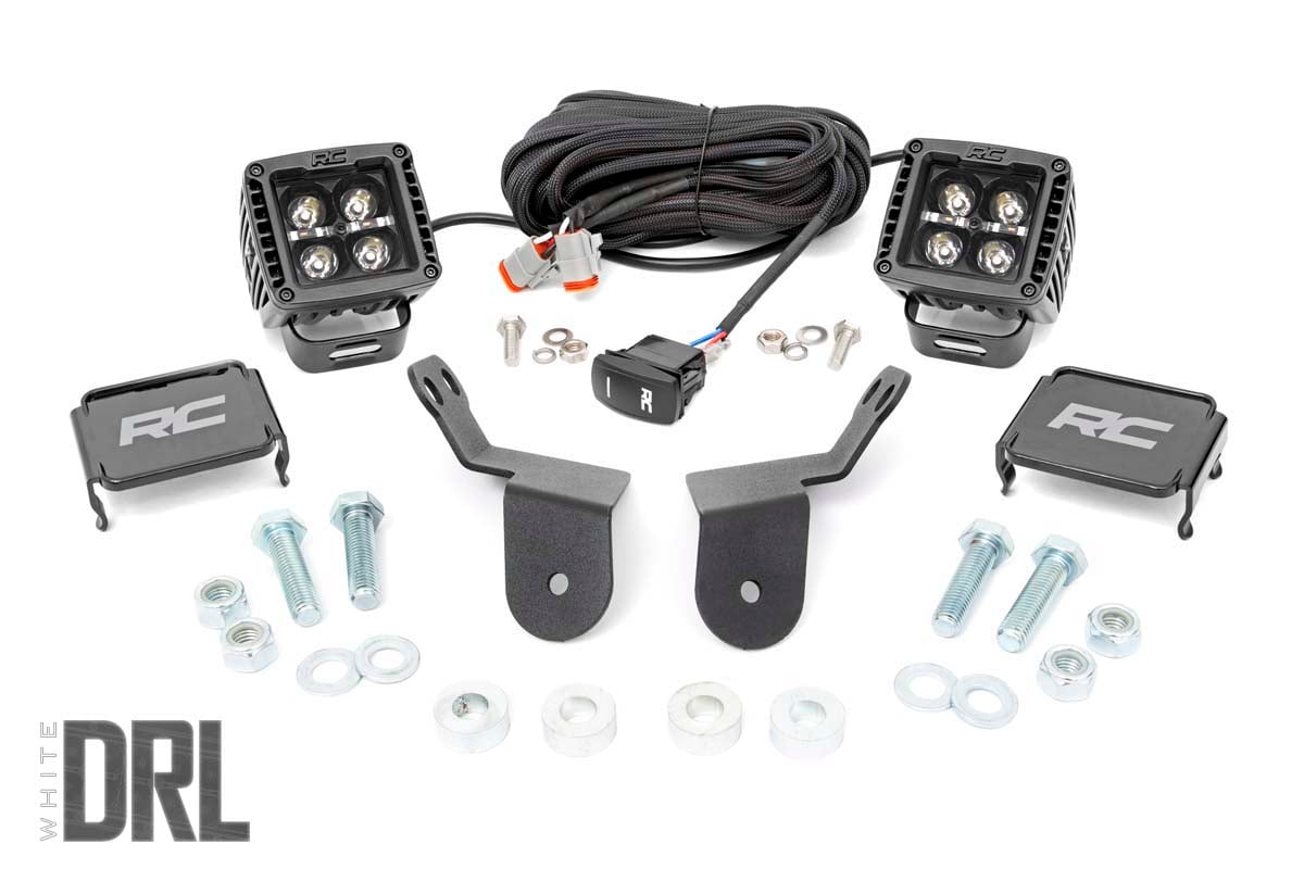 Rough Country Led Light Cage Mount 2" Black Pair White Drl Fits Honda Pioneer 1000/1000-5 92011