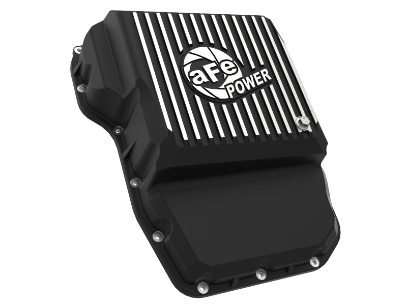 aFe Transmission Pan (Black w/ Machined Fins) 13-19 Compatible with Dodge Diesel Trucks L6-6.7L (td) 46-71160B