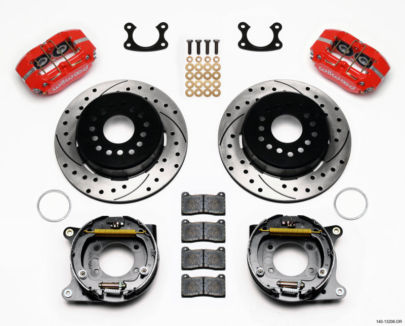 Wilwood Dynapro Dust-Boot P/S Park Brake Kit Drilled Red Small Ford 2.50in Offset 140-13206-DR