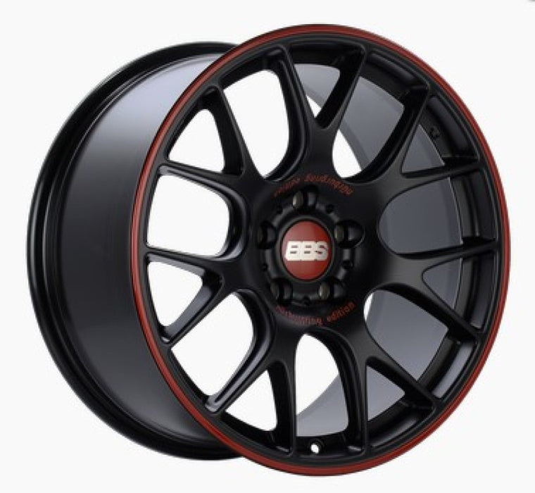 BBS CH-R Nurburgring Edition 19x9.5 5x120 ET35 Satin Black/Red Lip Wheel 82mm PFS/Clip Req. CH106NE