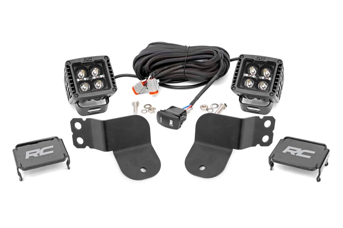 Rough Country Led Light Cage Mount 2" Black Pair Amber Drl Fits Polaris General/General Xp 93024
