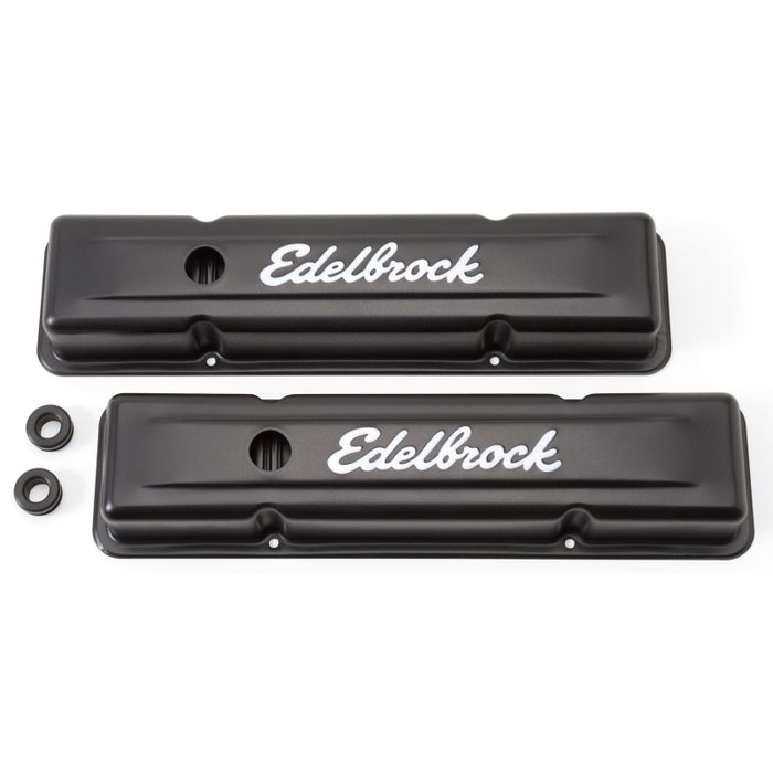 Edelbrock Valve Cover Signature Series Chevrolet 1959-1986 262-400 CI V8 Low Black 4443