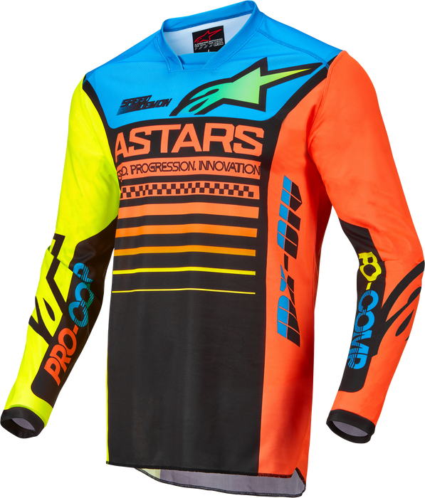 Alpinestars Youth Racer Compass Jersey Black/Yellow Fluo/Coral Yx (3772122-1534-XL)