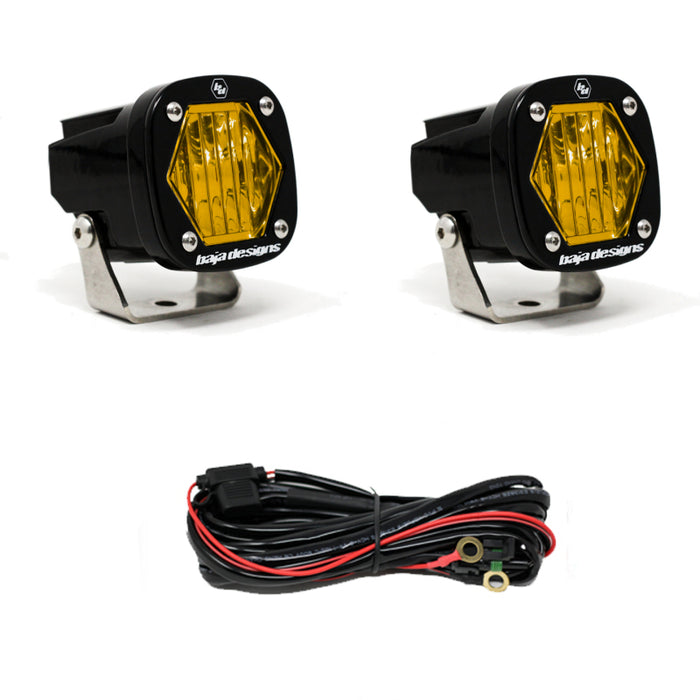 Baja Designs S1 Amber Wide Cornering LED Light w/ Mounting Bracket Pair 387815