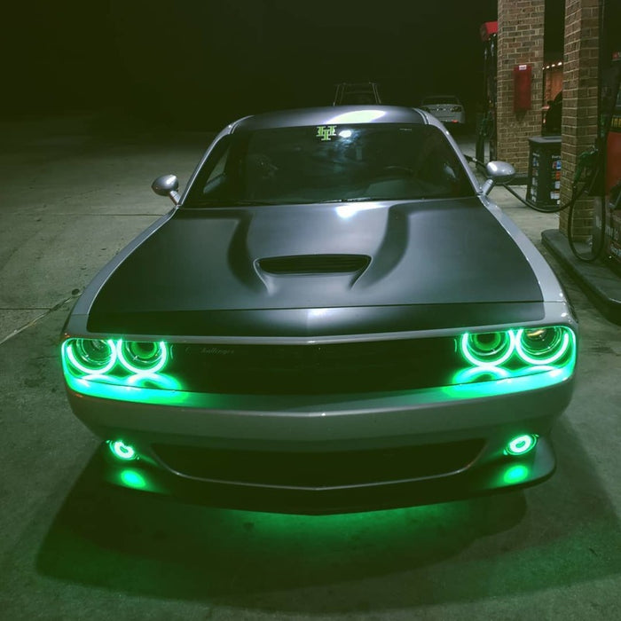 Oracle 15-21 Compatible with Dodge Challenger Waterproof LED Fog Light Halo Kit ColorSHIFT SEE WARRANTY 1236-333