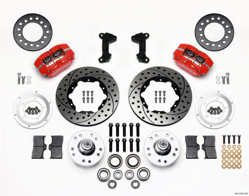 Wilwood Dynapro Dust-Boot Front Kit 11.00in Drilled-Red 74-80 Pinto/Mustang II Disc Spindle only 140-13377-DR