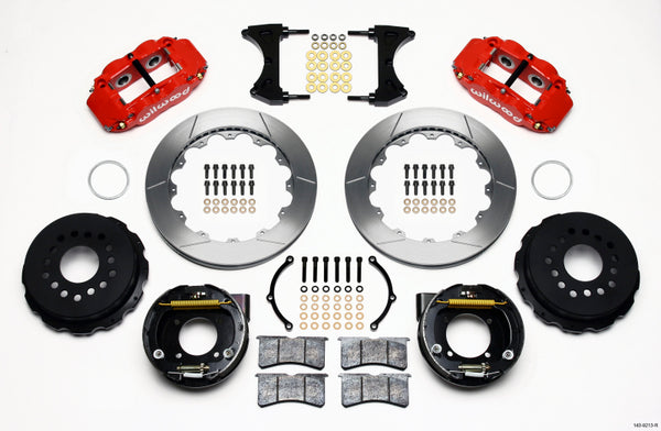 Wilwood Narrow Superlite 4R Rear P-Brk Kit 12.88in Red Chevy 12 Bolt w/ C-Clips 140-9213-R