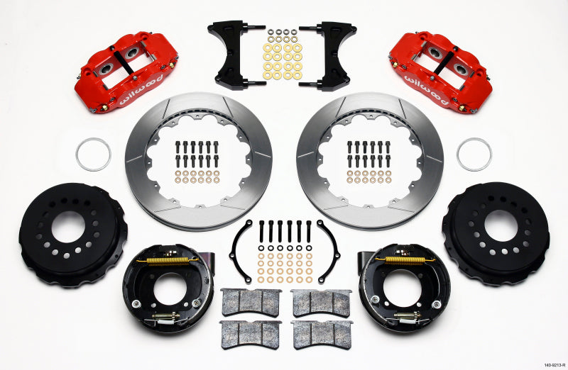 Wilwood Narrow Superlite 4R Rear P-Brk Kit 12.88in Red Chevy 12 Bolt w/ C-Clips 140-9213-R