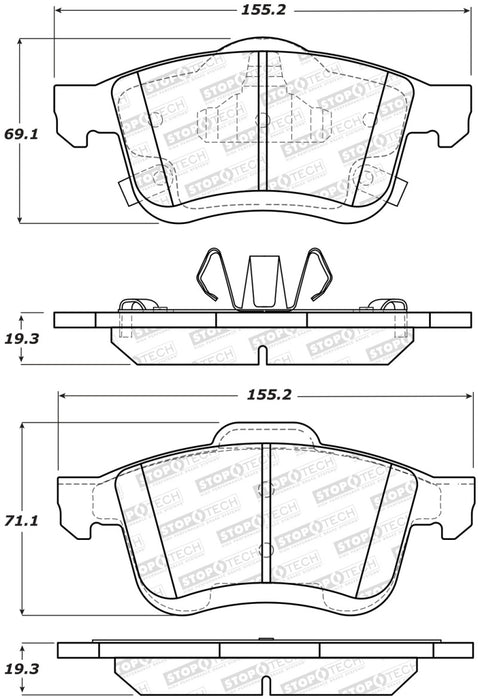 StopTech Street Brake Pads Front/Rear 308.1721