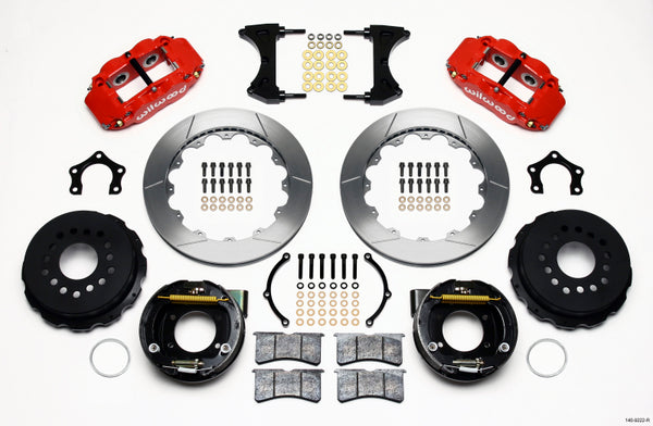 Wilwood Narrow Superlite 4R Rear P-Brk Kit 12.88in Red Mopar/Dana 2.36in Off w/Snap Ring Brng 140-9222-R