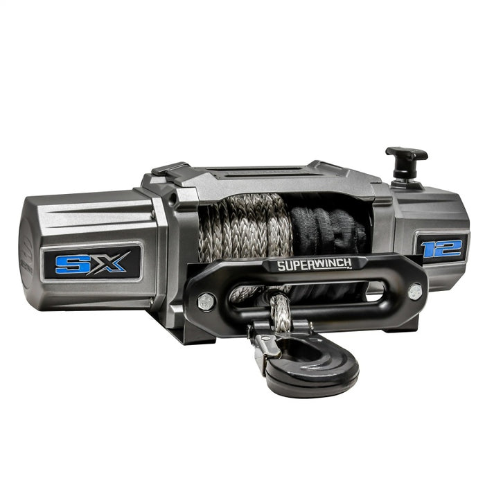 Superwinch 12000 LBS 12V DC 3/8in x 80ft Synthetic Rope SX 12000SR Winch Graphite 1712201