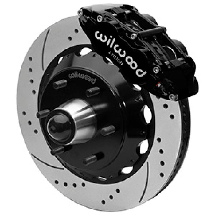 Wilwood 63-87 C10 FNSL6R Front Big Brake Brake Kit 14in drill/slot 6x5.5 BP for drop spindles Blk 140-16458-D