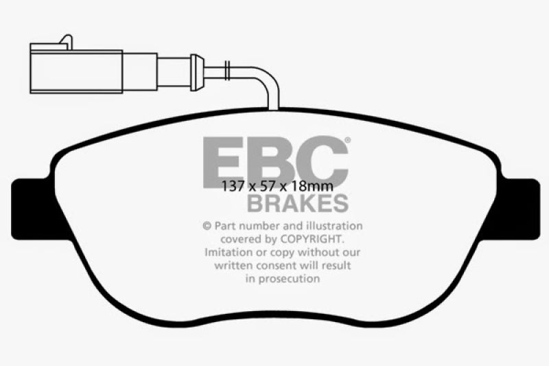 EBC 12+ Fiat 500 1.4 Turbo Abarth Yellowstuff Front Brake Pads DP41383R