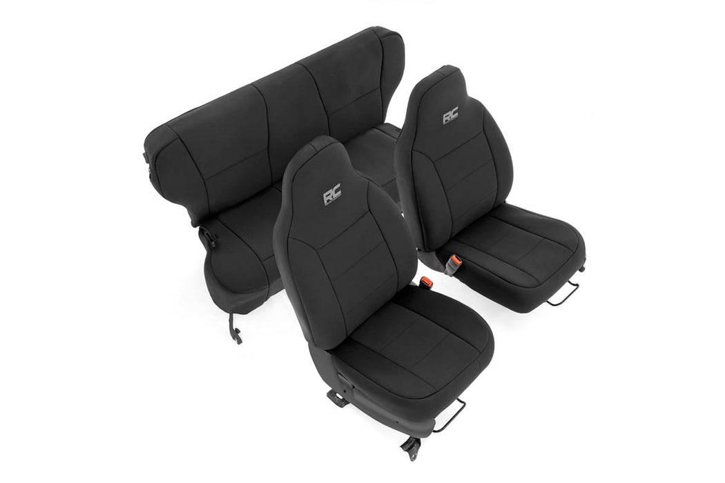 Rough Country Seat Covers Non Detach Headrest Fr & Rr compatible with Jeep Cherokee Xj (97-01) 91022