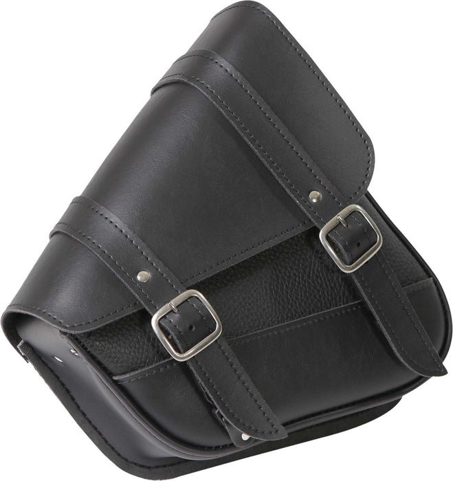 Willie & Max Black Synthetic Leather Motorcycle Swingarm Bag for Sportsters/Dual Shock Models - Nickel Buckle - Made in USA [59778-00]