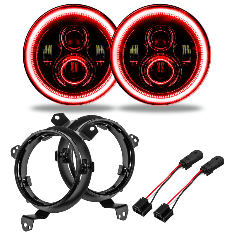 Oracle compatible with Jeep Wrangler JL/Gladiator JT 7in. High Powered LED Headlights (Pair) Red SEE WARRANTY 5769J-003